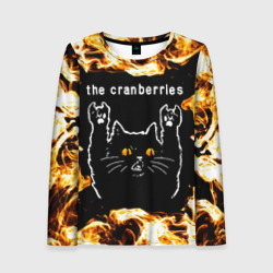 Женский лонгслив 3D The Cranberries рок кот и огонь