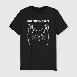 Мужская футболка хлопок Slim Radiohead rock cat