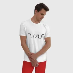 Мужская пижама с белой футболкой хлопок Эмодзи I don't know - темный - фото 2