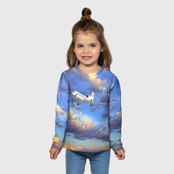 Детский лонгслив 3D Ту-154 Полет на закате - фото 2