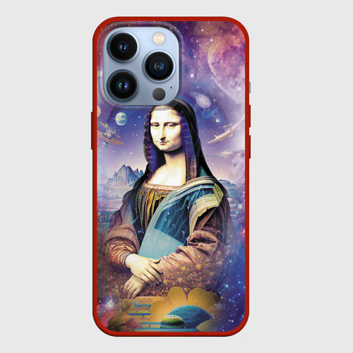 Чехол для iPhone 13 Pro Мона Лиза - космическая фантазия, цвет красный