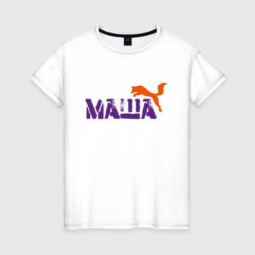 Женская футболка хлопок с принтом Маша и лиса, вид спереди #2