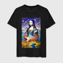 Мужская футболка хлопок Mona Lisa - space fantasy - neural network