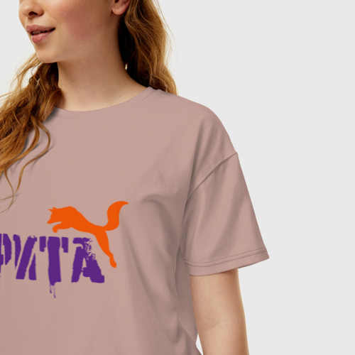 Женская футболка хлопок Oversize с принтом Рита и лиса, фото на моделе #1
