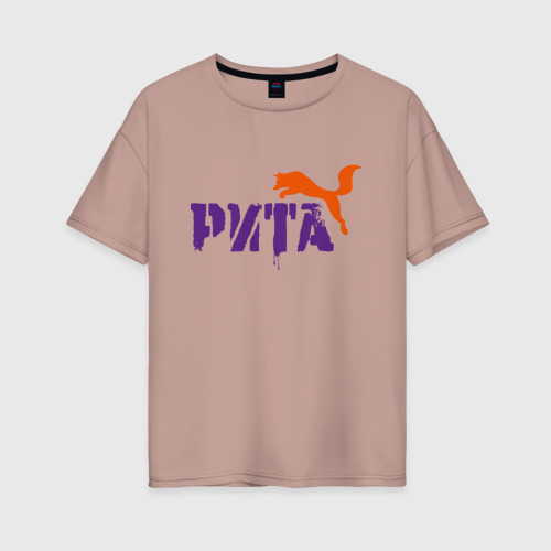 Женская футболка хлопок Oversize с принтом Рита и лиса, вид спереди #2