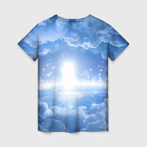 Женская футболка 3D с принтом Ту-154 в морозном небе, вид сзади #1