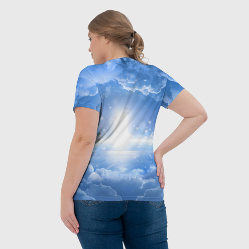 Женская футболка 3D с принтом Ту-154 в морозном небе, вид сзади #2