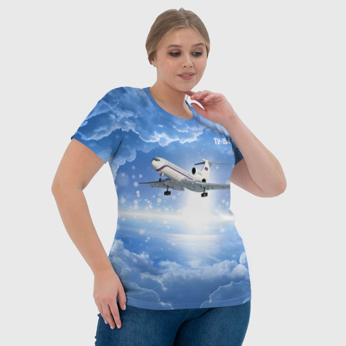 Женская футболка 3D с принтом Ту-154 в морозном небе, фото #4