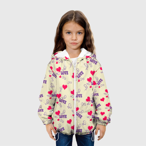 Детская куртка 3D с принтом Любовь - надпись и сердечки, вид сбоку #3