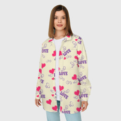 Женская рубашка oversize 3D Любовь - надпись и сердечки - фото 2