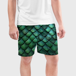 Мужские шорты спортивные Чешуя зелёного дракона: арт нейросети - фото 2
