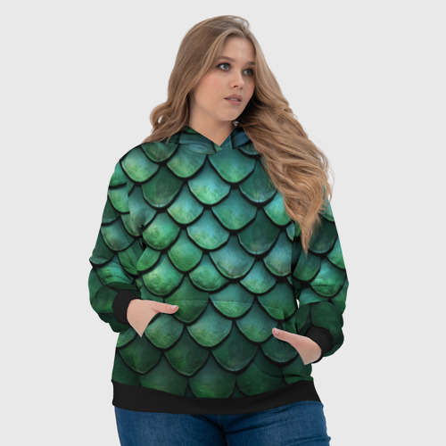 Женская толстовка 3D Чешуя зелёного дракона: арт нейросети, цвет 3D печать - фото 6