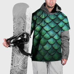 Накидка на куртку 3D Чешуя зелёного дракона: арт нейросети