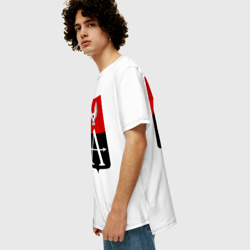 Мужская футболка хлопок Oversize с принтом Алнашский район, вид сбоку #3