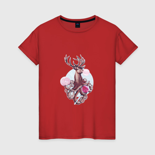Женская футболка хлопок с принтом Октолень, вид спереди #2