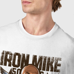 Футболка с принтом Iron Mike Tyson Железный Майк Тайсон для женщины, вид на модели спереди №4. Цвет основы: белый