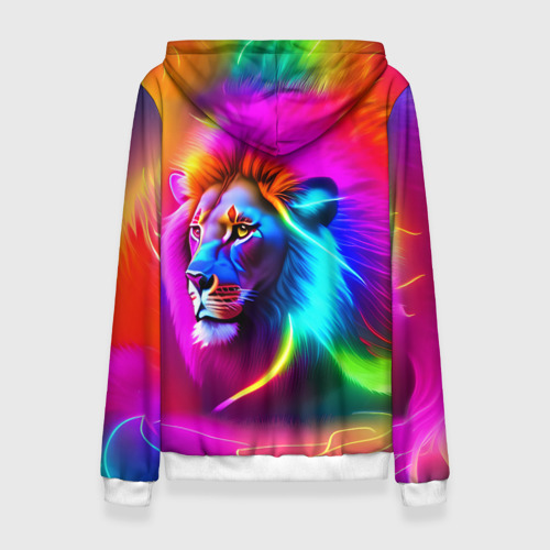 Женская толстовка 3D Неоновый лев в цветовой абстракции, цвет 3D печать - фото 2