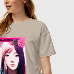 Женская футболка хлопок Oversize Blackpink - K-Pop - Rose - фото 2