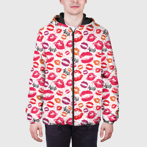 Мужская куртка 3D с принтом Поцелуи - kiss, вид сбоку #3