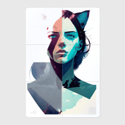Магнитный плакат 2Х3 Лицо кошка-девушки - абстрактно