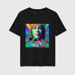 Женская футболка хлопок Oversize Brian Jones Glitch Modern Art