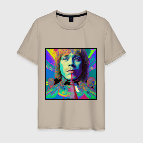 Мужская футболка хлопок Brian Jones Glitch Modern Art, цвет миндальный