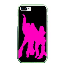 Чехол для iPhone 7Plus/8 Plus матовый Розовый силуэт Blackpink на черном фоне