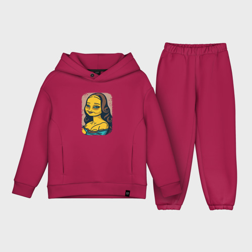 Детский костюм хлопок Oversize Simpsonized Mona Lisa, цвет маджента