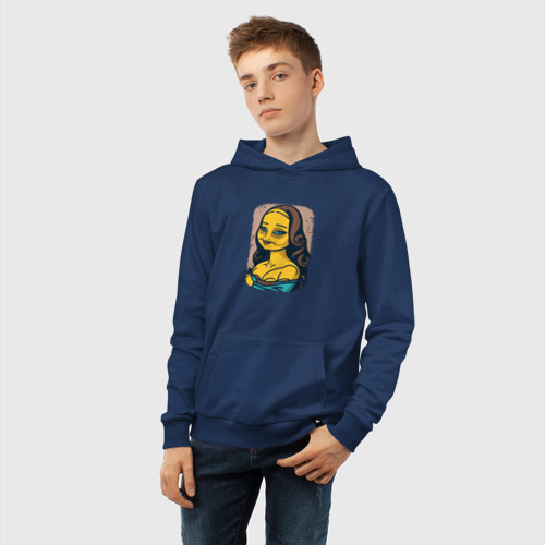 Детская толстовка хлопок Simpsonized Mona Lisa, цвет темно-синий - фото 6