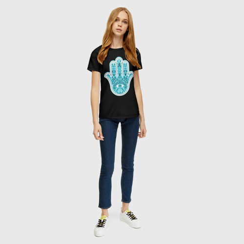 Женская футболка 3D с принтом Хамса оберег, вид сбоку #3