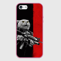 Чехол для iPhone 5/5S матовый Кот гангстер с m4a4