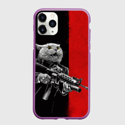 Чехол для iPhone 11 Pro матовый Кот гангстер с m4a4