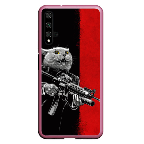 Чехол для Honor 20 Кот гангстер с m4a4, цвет малиновый