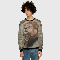 Мужской свитшот 3D Львица с детенышем - фото 2