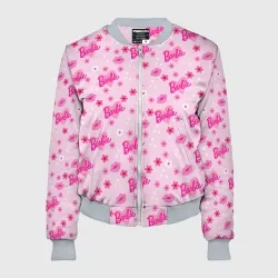 Женский бомбер 3D Барби, сердечки и цветочки