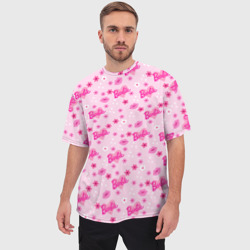 Мужская футболка oversize 3D Барби, сердечки и цветочки - фото 2