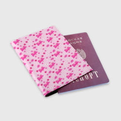 Обложка для паспорта матовая кожа Барби, сердечки и цветочки - фото 2