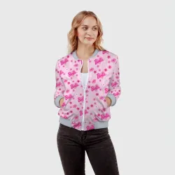 Женский бомбер 3D Барби, сердечки и цветочки - фото 2
