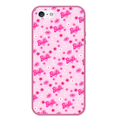 Чехол для iPhone 5/5S матовый Барби, сердечки и цветочки