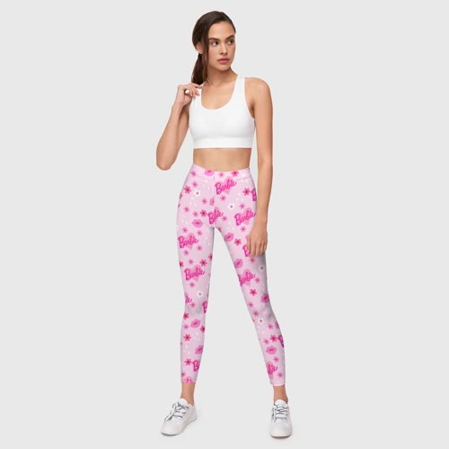 Леггинсы 3D Барби, сердечки и цветочки - фото 5