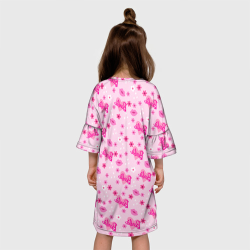 Детское платье 3D Барби, сердечки и цветочки, цвет 3D печать - фото 5