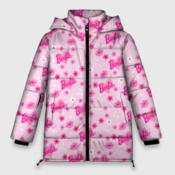 Женская зимняя куртка Oversize Барби, сердечки и цветочки