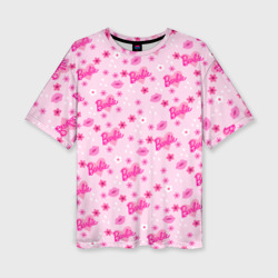 Женская футболка oversize 3D Барби, сердечки и цветочки