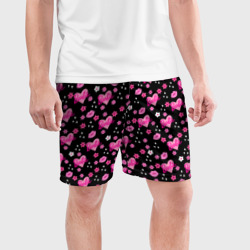 Мужские шорты спортивные Черный фон, барби и цветы - фото 2