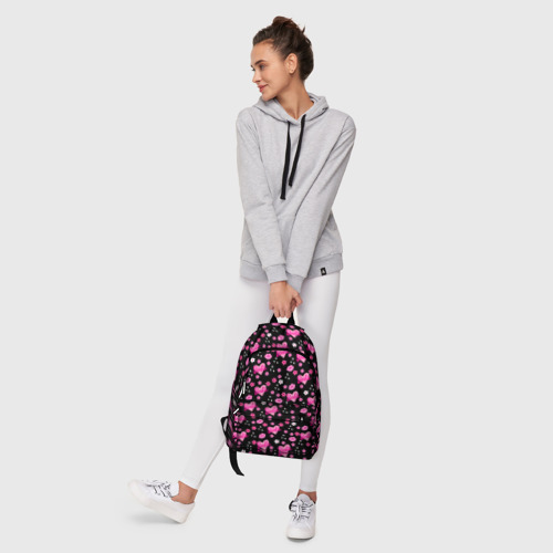 Рюкзак 3D Черный фон, барби и цветы - фото 7