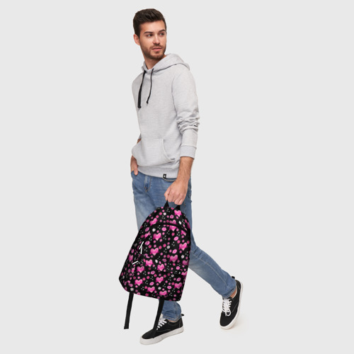 Рюкзак 3D Черный фон, барби и цветы - фото 6