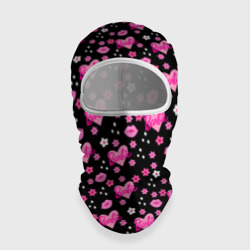 Балаклава 3D Черный фон, барби и цветы