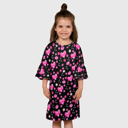 Детское платье 3D Черный фон, барби и цветы - фото 2