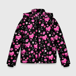 Зимняя куртка для мальчиков 3D Черный фон, барби и цветы