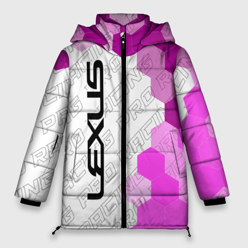Женская зимняя куртка 3D с принтом Lexus pro racing: по-вертикали, вид спереди #2